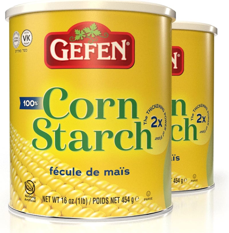 Gefen 100% Pure Corn Starch, Gluten Free, 16oz Resealable Canister (2 Pack, Total 2 Lbs) - Image 1